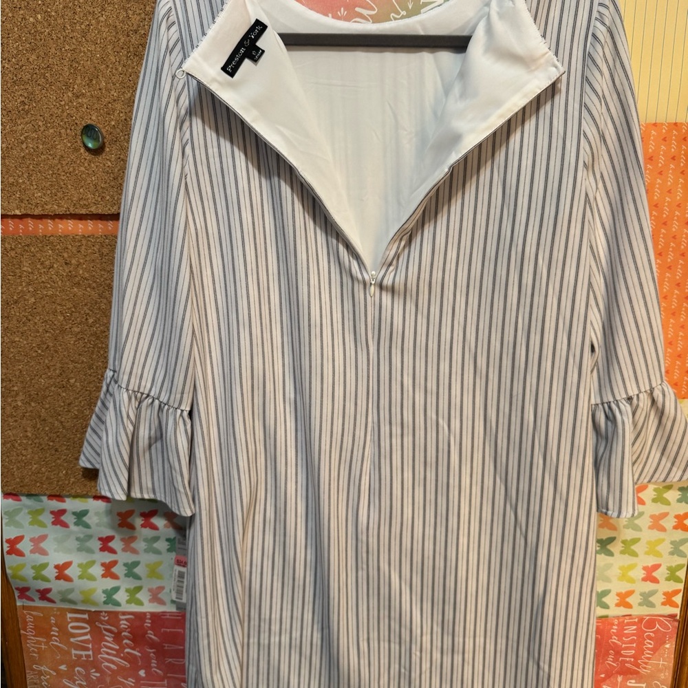 NWT Preston & York Navy and White Striped Dress 10 - Picture 2 of 8